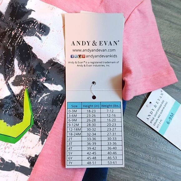 Andy & Evan New With Tags 6-9 Month Gone Surfing T-Rex Crewneck Tee & Shorts Set - Picture 12 of 12